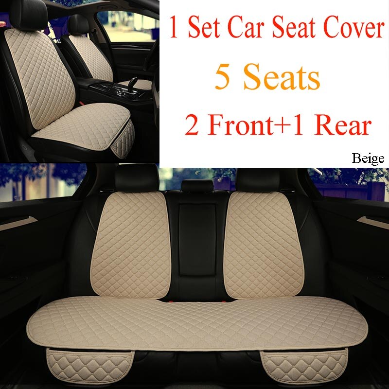 5 Seat/7PCS Flax Car Seat Covers Set Universal Fit Most Auto Protector with Backrest Automobile Line Summer Cushion Pad Mat