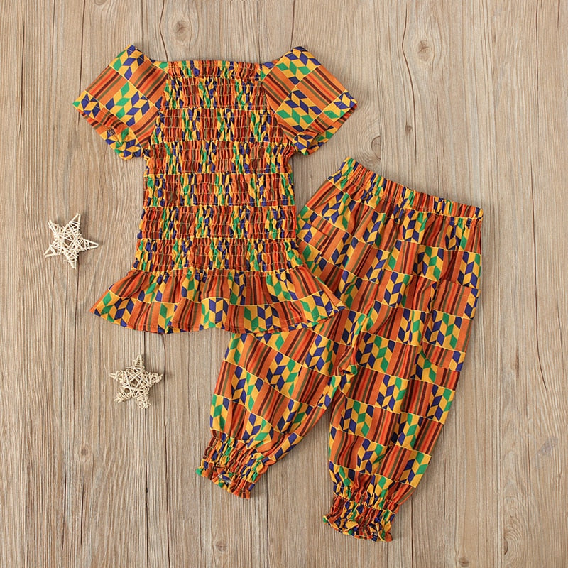 Girl Clothing Sets Summer New Girl Clothes Suit African Bohemian Two Piece Set Baby Girl Clothes Kids Outfits