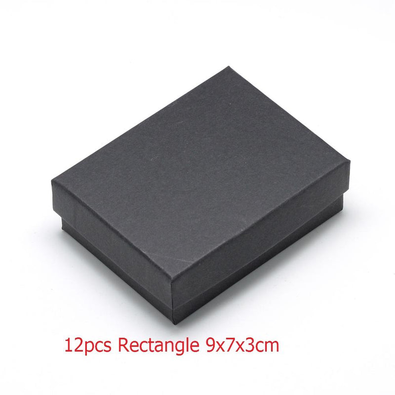 Square/Rectangle Jewelry Organizer Box For Earrings Necklace Bracelet Display Gift Box Holder Packaging Cardboard Boxes Black