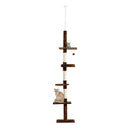 Four Tier Floor-to-Ceiling Cat Tree + Scratching Post Toy- 94.5-102.4 in Modern Cat Climbing Tower with a Scratcher Beige