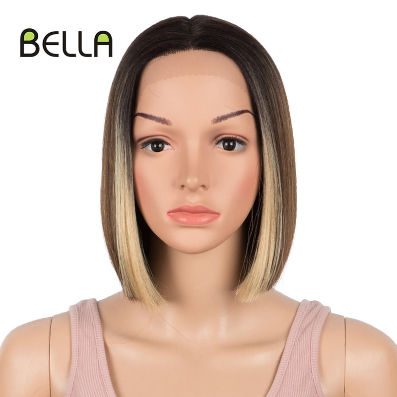 Bella Bob Perücke Synthetische Spitzeperücke Kurzer Blonder Bob Pink 613 Rote Zitrone Spitze Kurzes Haar 10-13 Zoll Perücken Für Frauen Lolita Cosplay