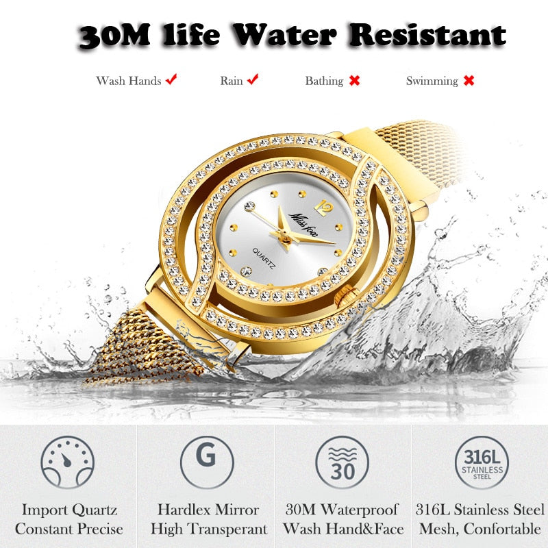 2020 MISSFOX Luxury Women Watches Magnetic Female Clock Hollow Bezel Quartz Wristwatch Xfcs Fashion Diamond Ladies Wrist Watch