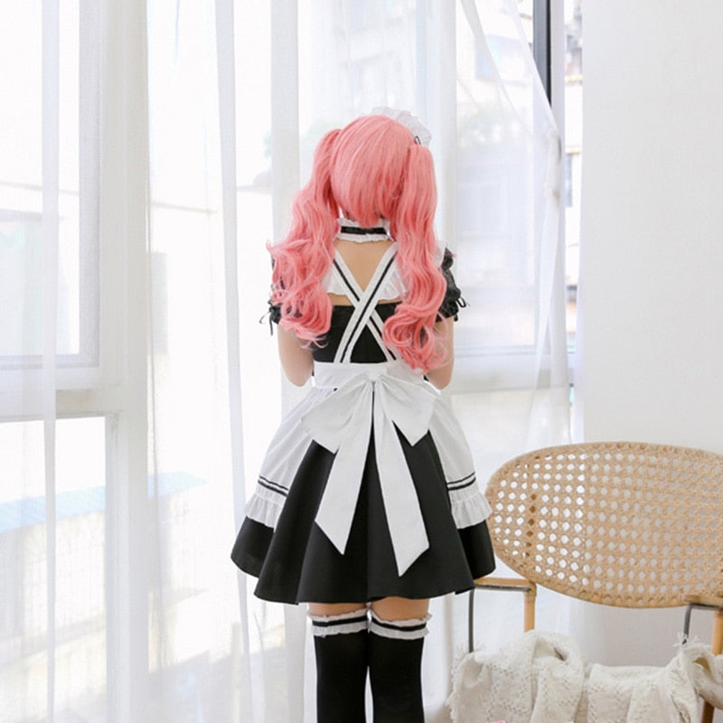 Amine Black Cute Lolita French Maid Cosplay Kostüm Kleid Mädchen Frau Kellnerin Maid Party Bühnenkostüme