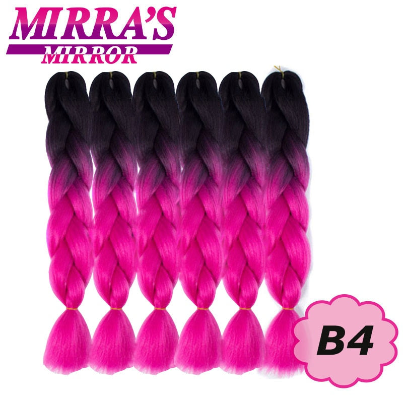 24 Zoll Jumbo Braids Synthetisches Haar für Box Braid Ombre Braiding Hair Extensions Three Tone Schwarz Braun Blau Pink Mirra's Mirror