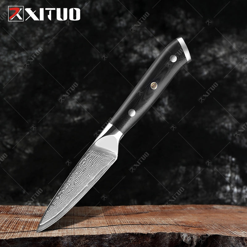 XITUO Damaskus Kochmesser 1-8 STÜCKE Professionelle Japan Sankotu Cleaver Bone Messer Utility Kiritsuke Schälmesser Küchenmesser Kochen