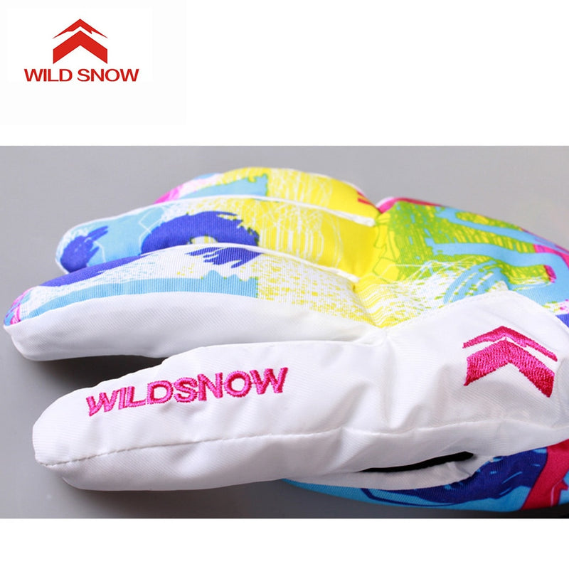 Nuevos guantes de esquí Wild Snow para mujer, guantes cálidos de invierno impermeables para snowboard, guantes para montar en moto de nieve