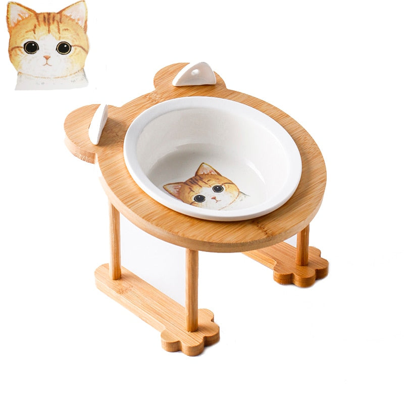 Cuenco de cerámica para gatos, cuenco para perros, cuenco individual y doble para mascotas, comedero para perros y gatos, cuenco de agua con soporte, plato de alimentación, cuenco para comida, suministros para mascotas