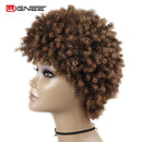 Wignee Kurzes Haar Synthetische Perücken Afro Kinky Curly Hitzebeständig für Frauen Gemischte Braune Cosplay Afrikanische Frisuren Tägliche Haarperücke