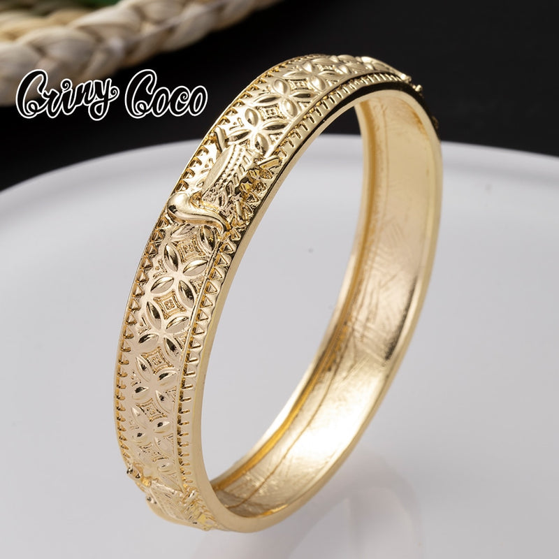 Cring Coco Hawaiian Gold Bangles Bracelets for Women Trendy Polynesian Pearl Turtle Jewelry Lover&
