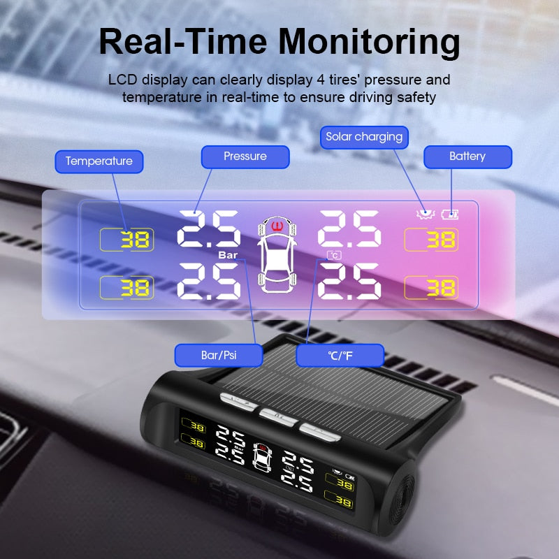 Jansite Smart Car TPMS Reifendrucküberwachungssystem Solar Power Digital LCD Display Auto Security Alarm Systems Reifendruck