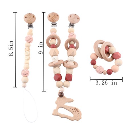 1set Baby Rattles Stroller Crib Hanging Cartoon Elephant Wooden Pram Clip Baby Crib Hanging Bell Toys For Infant Birthday Gifts