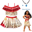 2020 Prinzessin Moana Cosplay Kostüm für Kinder Vaiana Kleid Kostüm mit Halskette für Halloween Kostüme für Kinder Mädchen Geschenke