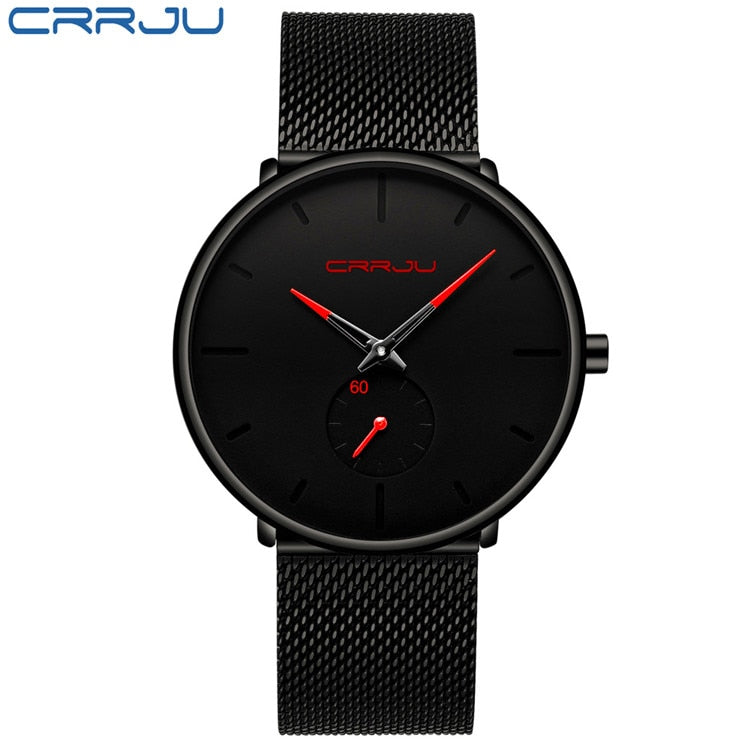 CRRJU Relojes para hombre Ultrafino Minimalista Impermeable - Reloj de pulsera de moda para hombre Vestido unisex con banda de malla de acero inoxidable