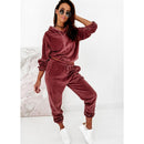Velour Zweiteiler Damen Trainingsanzug Samt Hose Sets Damen Solide Top und Hosenanzug Fashion Streewear Conjuntos De Mujer 2021