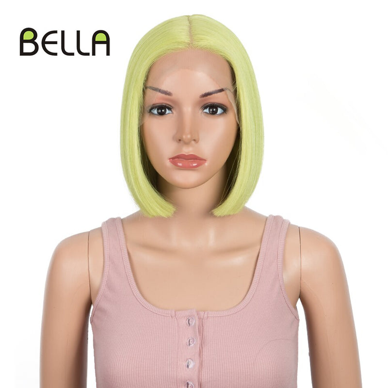 Bella Bob Perücke Synthetische Spitzeperücke Kurzer Blonder Bob Pink 613 Rote Zitrone Spitze Kurzes Haar 10-13 Zoll Perücken Für Frauen Lolita Cosplay