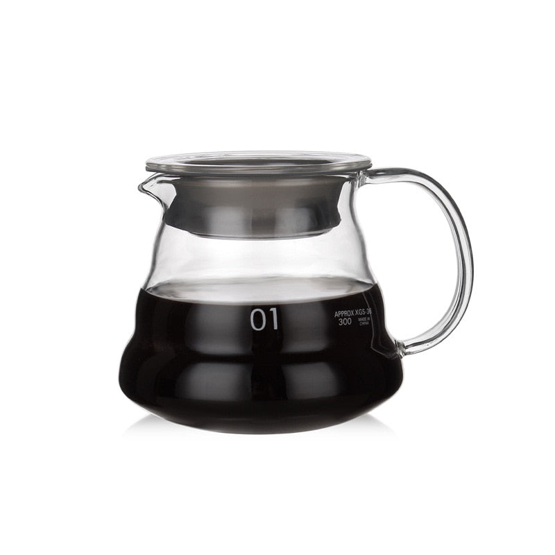 Coffee Pot ,350ml 600ml 800ml Glass Coffee Dripper, Insulated handle To Keep Your Pour Over Coffee and Fresh Drip Kettle