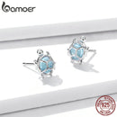 bamoer Ocean Blue Turtles Ohrstecker für Frauen 925 Sterling Silber Glas und CZ Ohrstecker Schmuck Mädchen Geburtstagsgeschenke BSE406