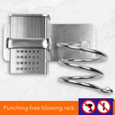 Haartrocknerhalter mit Tasse Haushalt Wandhalterung Badezimmerzubehör Haartrocknerregal Metall schwarz Haartrocknerregal EL190