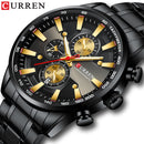 CURREN Herrenuhren Sportliche Luxus-Chronographen-Armbanduhren für Herren Quarz-Edelstahlband-Uhr mit Leuchtzeigern