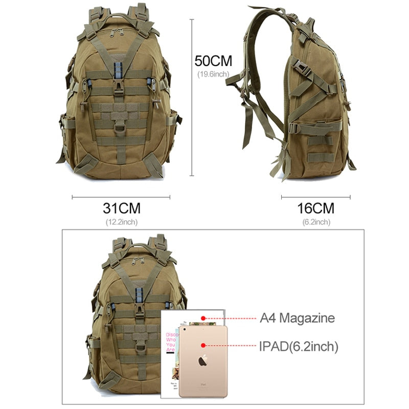 40L Camping Wanderrucksack Männer Militärische Taktische Tasche Outdoor Reisetaschen Armee Molle Kletterrucksack Wandern Sac De Sporttasche