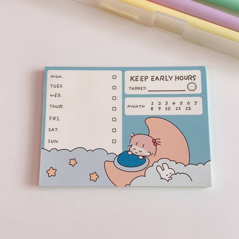 MINKYS Kawaii 50 Sheets Memo Pads Note Paper To Do List Check List Daily Planner Notepad Paperlaria Korean School Stationery