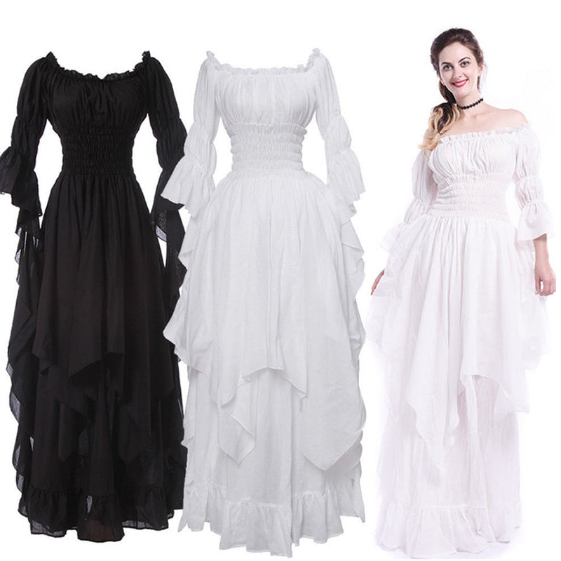 Vintage Viktorianisches Mittelalterliches Kleid Renaissance Schwarz Gothic Kleid Frauen Cosplay Halloween Kostüm Prom Prinzessin Kleid Plus Größe 5XL