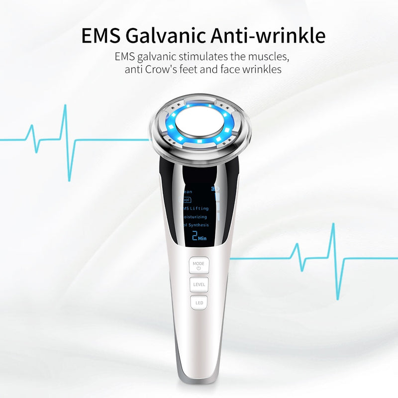 EMS LED Photon Therapy Sonic Vibration Wrinkle Remover Hot Cool Treatment Anti Aging Skin Cleaner Cleansing Rejuvenation Machine