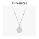 ENFASHION Personalized Engraved Name Necklace Stainless Steel Circle Square Pendant Necklaces For Couples Jewelry Custom PB3010