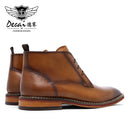 Desai Men Motorcycle Boots Vintage Combat Boot Winter Fur 2020 New Cow Split Leather  Genuine Leather Military Boots Men Shoes