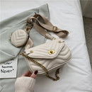 Kleine PU-Leder-Umhängetasche für Frauen 2022 neue Geldbörse und Handtaschen weibliche Reise-Crossbody-Beutel-Damenkette Sling-Beutel 2 PCS / SET