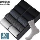 Hohe Qualität 10 Paar / Los Herren Bambusfaser Socken Lange Kompressionssocken Herren Schwarz Business Casual Männliche Socke Große Größe 38-45