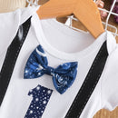 Baby Boy 1 Year First Birthday Clothes Set Romper Suspender Short Pants Toddler Outfits Gentleman Tie Overalls Summer Bodysuits