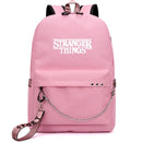 New Stranger Things Rucksack HELLFIRE Multifunktions-USB-Lade-Reise-Segeltuch-Studenten-Rucksack für Teenager Jungen Mädchen Schultasche