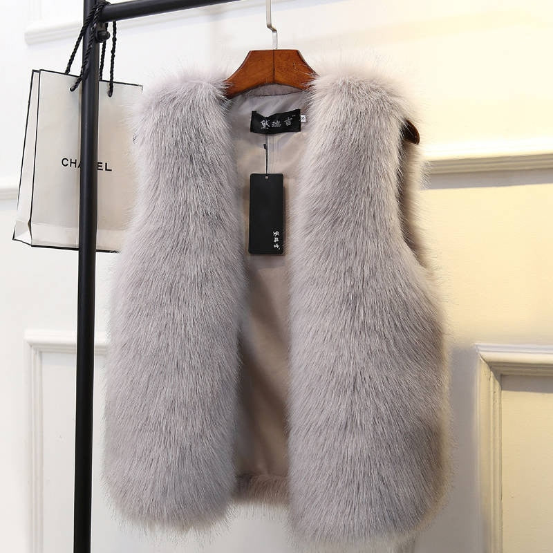 2021 nuevo invierno mujer chaleco de piel de zorro abrigo de invierno cálido blanco negro gris chaleco de piel chaqueta de gran tamaño 2XL abrigo sin mangas