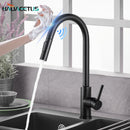 Küchenarmaturen Smart Sensor Pull-Out Warm- und Kaltwasserschalter Mischbatterie Smart Touch Brausehahn Küche Black Crane Sink Armaturen