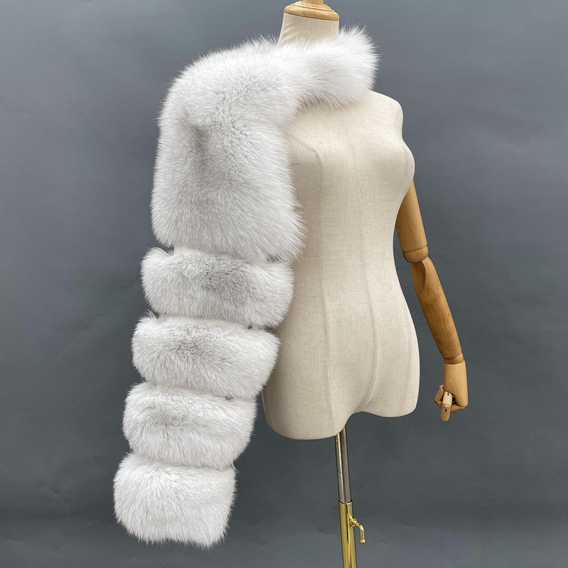 Abrigo de piel de zorro Real de lujo a la moda para mujer con manga de piel nueva llegada