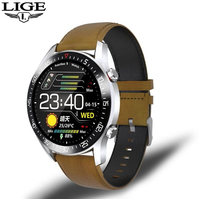 LIGE 2021 nuevo reloj Digital de banda de acero para hombre, relojes deportivos, reloj de pulsera electrónico LED para hombre, reloj impermeable con Bluetooth, hora