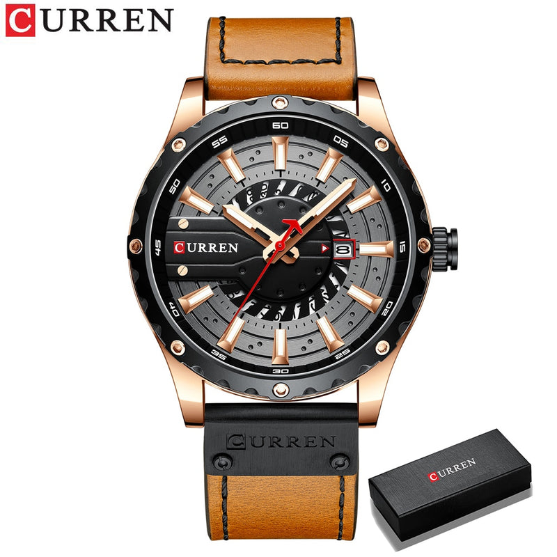 CURREN Uhren Top-Marke Mode Leder Armbanduhr Casual Quarz Herrenuhr New Chic Leuchtzeiger Uhr