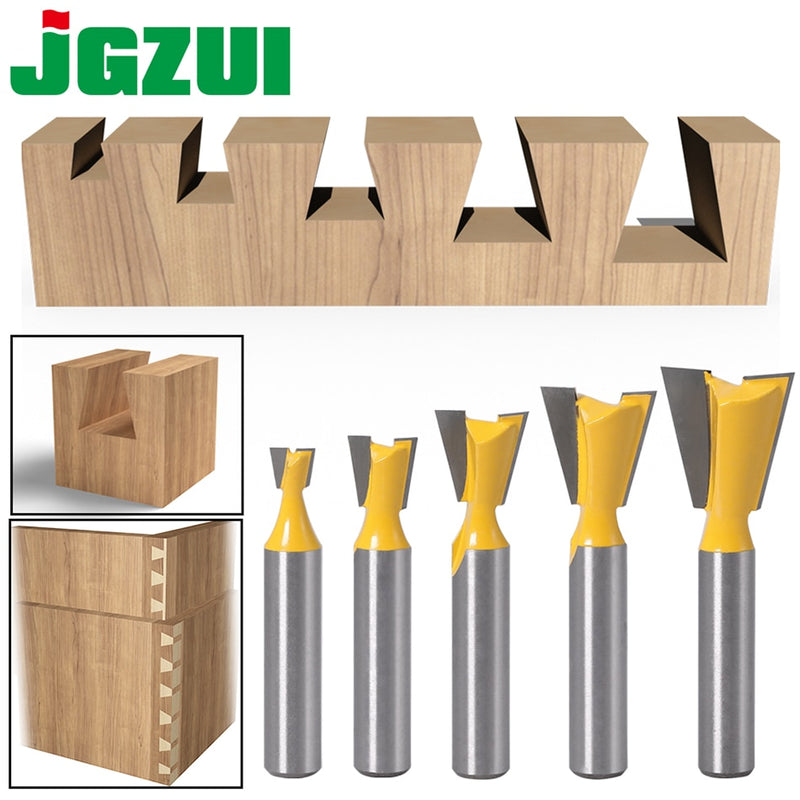 5 Stück 8 mm Schaft Schwalbenschwanzverbindung Fräser Set 14 Grad Holzbearbeitung Gravur Bit Fräser für Holz