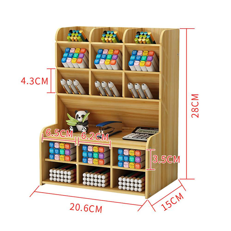 2021 Creative Multi-function Wooden Desktop Pen Holder Office School Stationery Storage Stand Case Desk Pen Pencil Organizer