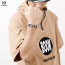 Kalen Gothic Halloween 23cm Chunky Mesh Kettenarmband für Männer Punk Totenkopf Bettelarmband Edelstahl Skelett Zubehör J