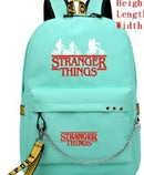 New Stranger Things Rucksack HELLFIRE Multifunktions-USB-Lade-Reise-Segeltuch-Studenten-Rucksack für Teenager Jungen Mädchen Schultasche