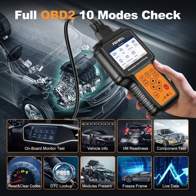 FOXWELL NT650 Elite OBD2 escáner automotriz ABS A/F SAS BRT DPF 26 reinicio profesional OBD Auto herramienta de diagnóstico de coche OBD2 escáner