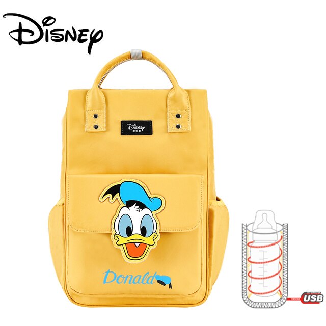 Bolsa de pañales de Disney Minnie Mickey, bolsa de pañales multifuncional para cochecito de bebé, mochila de viaje para mamá, carga USB, grande, nuevo