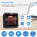 Eyoyo 2D-Desktop-Barcode-Scanner, omnidirektionaler, freihändiger, kabelgebundener USB-Big-Barcode-Leser, 1D-QR-Bildschirm, Barcode-Scanner