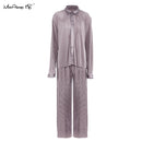 Mnealways18 Beige Plissee Hose mit weitem Bein Damenhose Mode 2022 Beiläufige Lose Hose Bürodame Elegante Lange Palazzohose