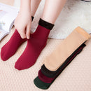 3 Paar/Set Damen Winter Warme Socken Verdicken Thermische Nylon Einfarbige Socken Weicher Schnee Samt Stiefel Boden Schlaf Schwarze Socke
