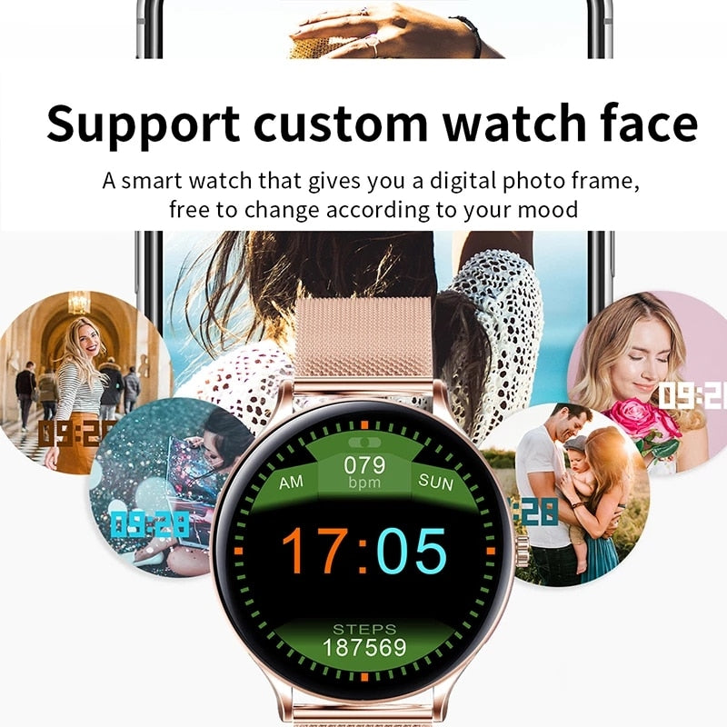 LIGE Women Smart Watch Woman Fashion Watch Heart Rate Sleep Monitoring For Android IOS 2022 New Waterproof Ladies Smartwatch+Box