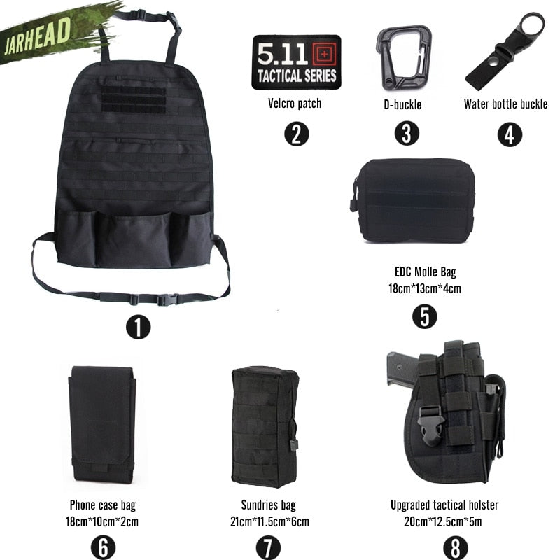 Universal Tactical MOLLE Car Seat Back Organizer military MOLLE Panel Vehicle Seat Cover Protector Kit Mat Black