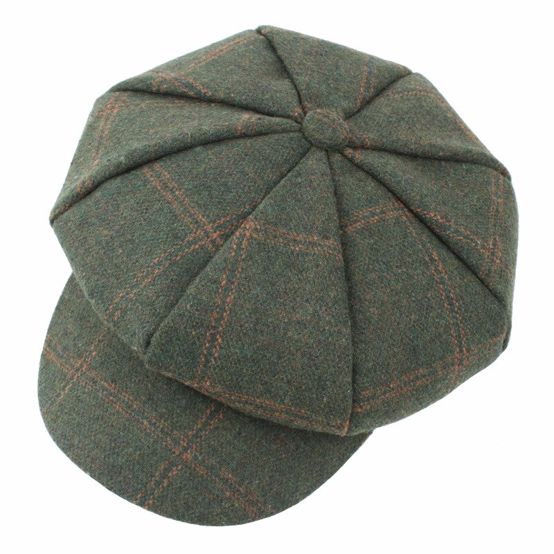 BUTTERMERE Women Wool Tweed Caps Newsboy Female Male Vintage Army Green Plaid Flat Caps Spring Painters Cabbie Duckbill Hat 2022